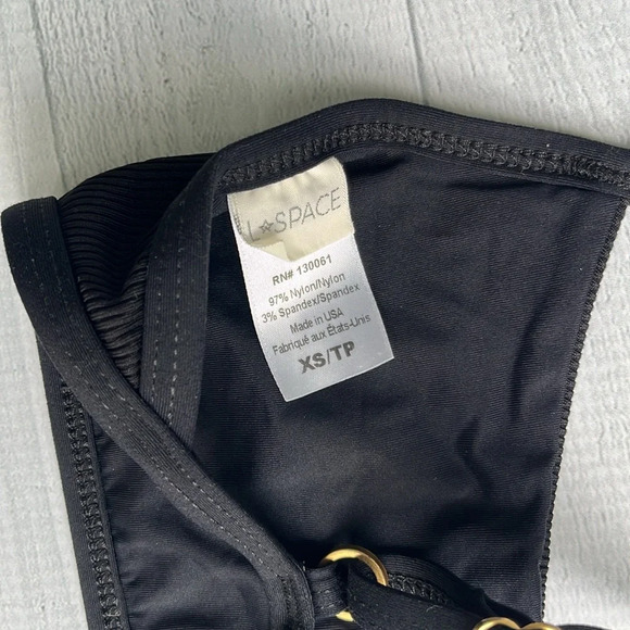 L*Space Black Ribbed Bathing Suit Set Size XS - Picture 5 of 6